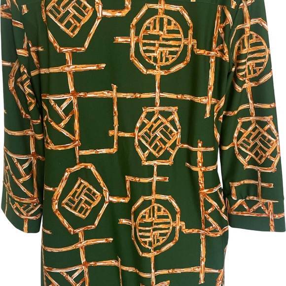 Jude Connally Emerald Dress  with Gold Chain Print- XS green gold , polyester - Picture 4 of 5